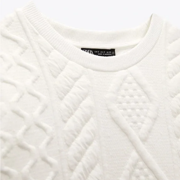 Zara Set - Ecru Quilted Sweatshirt & Skirt - Picture 15 of 17